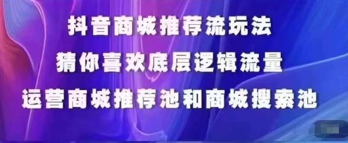 抖音商城运营课程，猜你喜欢入池商城搜索商城推荐人群标签覆盖-知芽创业社