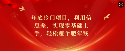 年底冷门项目，利用信息差，实现零基础上手，轻松赚个肥年钱【揭秘】-知芽创业社