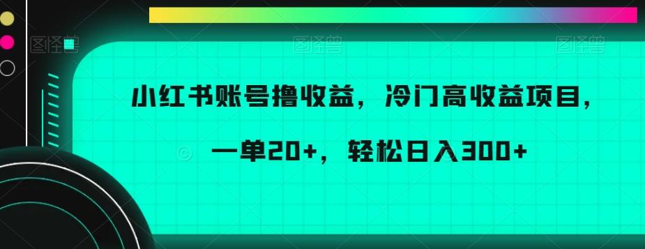 小红书账号撸收益，冷门高收益项目，一单20+，轻松日入300+【揭秘】-知芽创业社