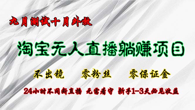 淘宝无人直播最新玩法，九月测试十月外放，不出镜零粉丝零保证金，24小...-知芽创业社
