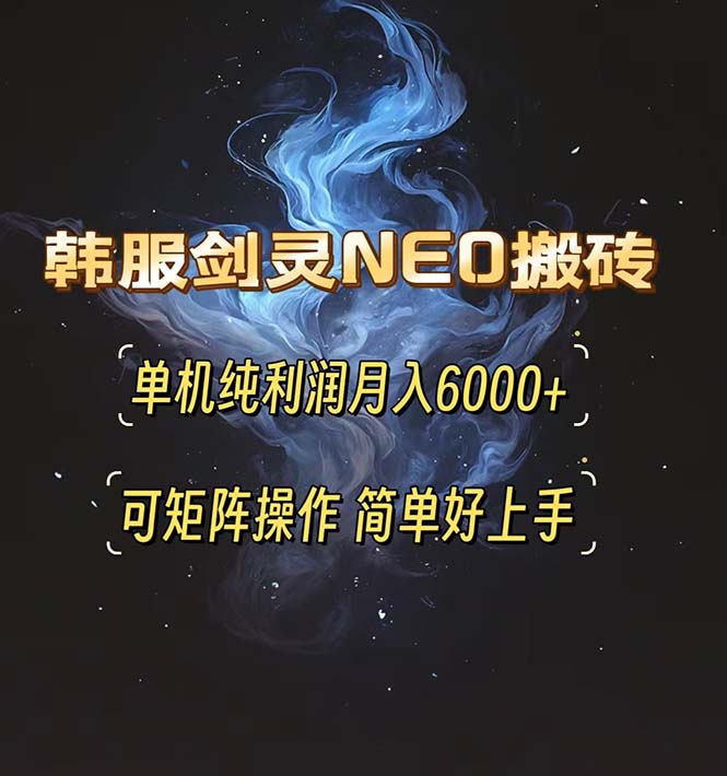 韩服剑灵NEO搬砖攻略，单机纯利润月入6000+ 可矩阵操作，简单好上手。-知芽创业社