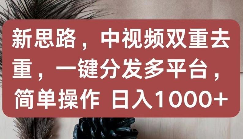 新思路，中视频双重去重，一键分发多平台，简单操作，日入1000+【揭秘】-知芽创业社