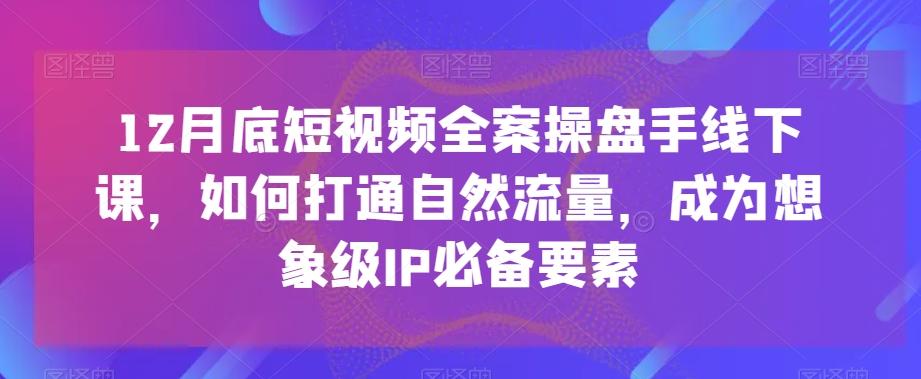 12月底短视频全案操盘手线下课，如何打通自然流量，成为想象级IP必备要素-知芽创业社