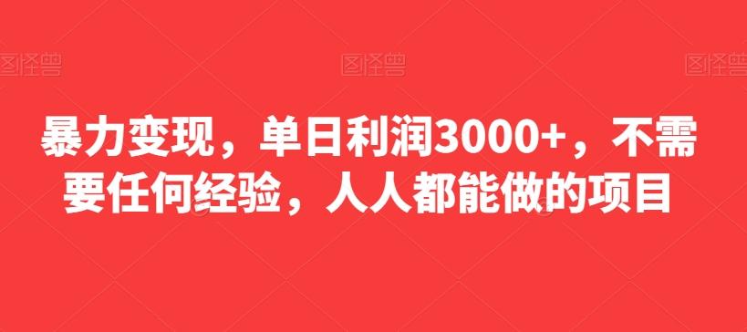 暴力变现，单日利润3000+，不需要任何经验，人人都能做的项目-知芽创业社