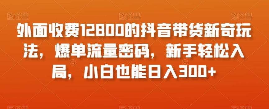 外面收费12800的抖音带货新奇玩法，爆单流量密码，新手轻松入局，小白也能日入300+【揭秘】-知芽创业社