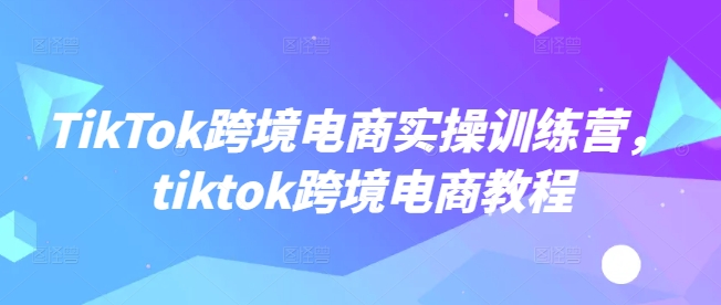 TikTok跨境电商实操训练营，tiktok跨境电商教程-知芽创业社