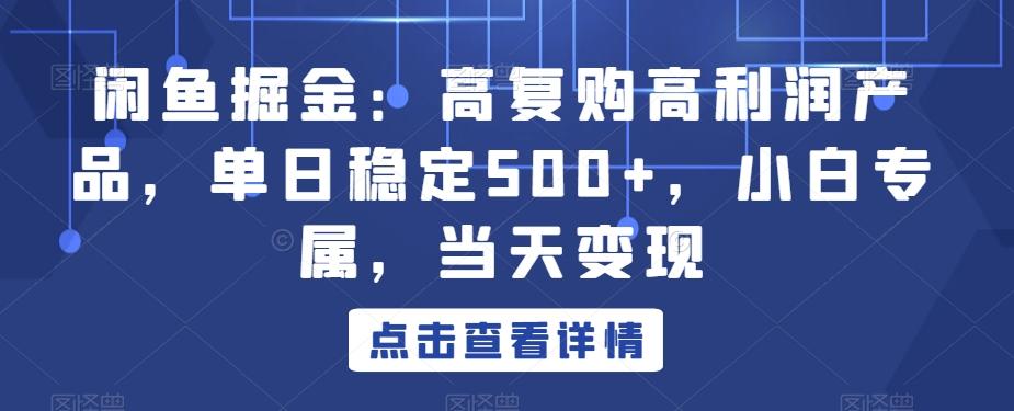闲鱼掘金：高复购高利润产品，单日稳定500+，小白专属，当天变现-知芽创业社