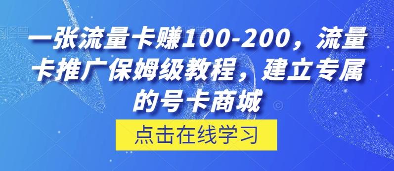 一张流量卡赚100-200，流量卡推广保姆级教程，建立专属的号卡商城-知芽创业社