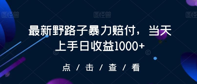 最新野路子暴力赔付，当天上手日收益1000+【仅揭秘】-知芽创业社