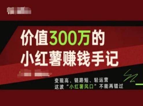 价值300万的小红书赚钱手记，变现高、链路短、轻运营，这波“小红薯风口”不能再错过-知芽创业社