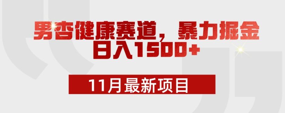 11月最新项目，男杏健康赛道，暴力掘金，日入1500+-知芽创业社