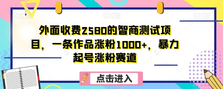 外面收费2580的智商测试项目，一条作品涨粉1000+，暴力起号涨粉赛道【揭秘】-知芽创业社