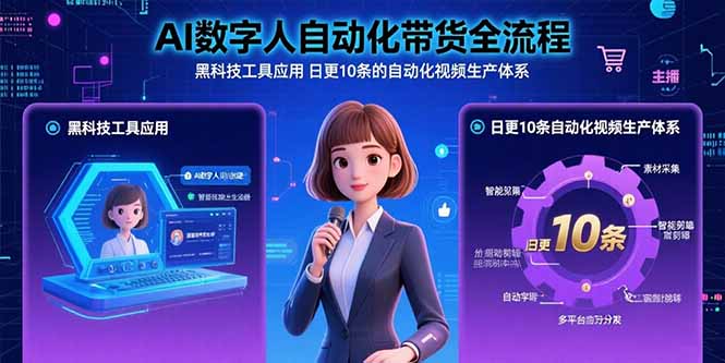 AI数字人自动化带货全流程：黑科技工具应用 日更10条的自动化视频生产体系-小艾项目网