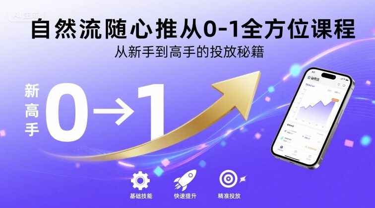 自然流随心推从0-1全方位课程，从新手到高手的投放秘籍-知芽创业社