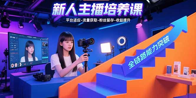 新人主播培养课：平台适应-流量获取-粉丝留存-收益提升 全链路能力突破-知芽创业社