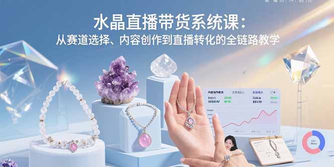 水晶直播带货系统课：从赛道选择、内容创作到直播转化的全链路教学-小艾项目网