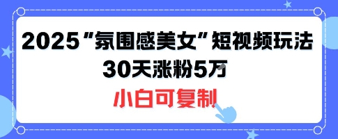 不露脸也能火！2025“氛围感美女”短视频玩法，30天涨粉5W小白可复制-知芽创业社