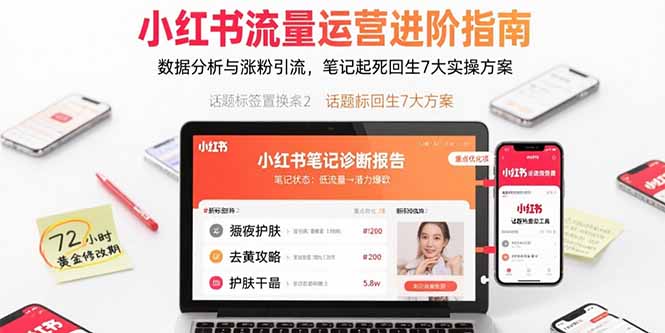 小红书流量运营进阶指南，数据分析与涨粉引流，笔记起死回生7大实操方案-知芽创业社