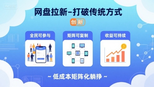 网盘拉新-打破传统方式，低成本矩阵化躺挣，全民可参与、矩阵可复制、收益可持续【揭秘】-小艾项目网