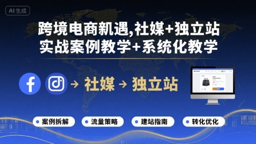 跨境电商新机遇，社媒+独立站，实战案例教学+系统化教学-知芽创业社