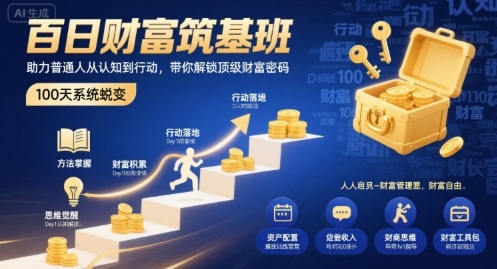 百日财富筑基班，助力普通人从认知到行动，带你解锁顶级财富密码-小艾项目网