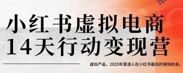 小红书虚拟电商14天变现训练营，虚拟产品，2025年普通人在小红书最后的搞钱机会(更新)-知芽创业社