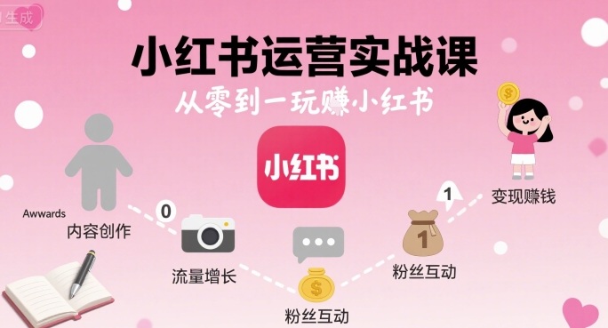 小红书运营实战课，从零到一玩賺小红书-知芽创业社