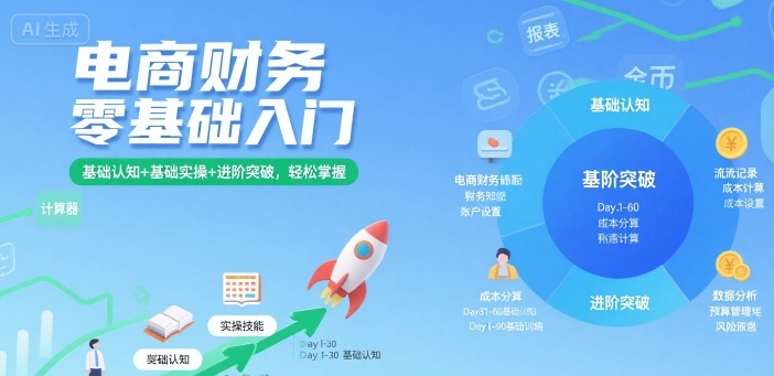 电商财务零基础入门，基础认知+基础实操+进阶突破，轻松掌握-知芽创业社