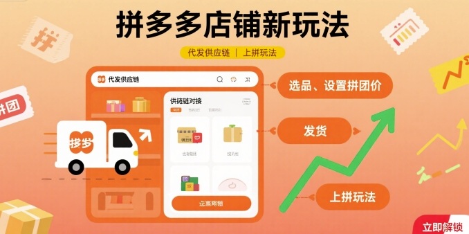 拼多多店铺新玩法，代发供应链上拼玩法-知芽创业社