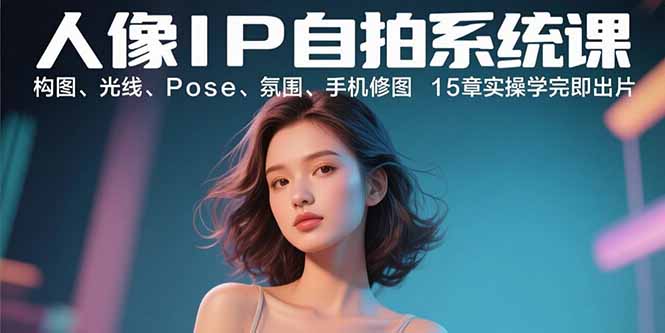 人像IP自拍系统课：构图、光线、Pose、氛围、手机修图 15章实操学完即出片-知芽创业社
