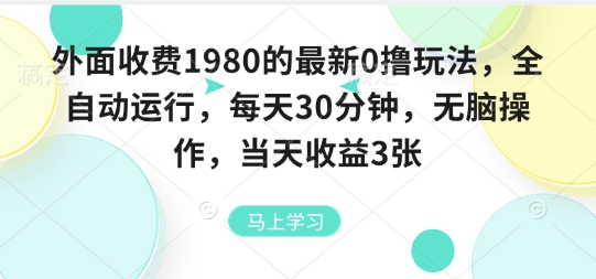 外面收费1980的最新0撸玩法，全自动挂G，每天30分钟，无脑操作，当天收益3张【揭秘】-小艾项目网