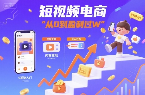 短视频电商：短视频变现从0到盈利过W-知芽创业社