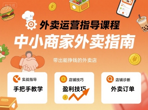 外卖运营指导课程，中小商家外卖指南，手把手带出能挣钱的外卖店-知芽创业社