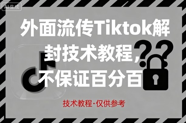 外面流传Tiktok解封技术教程，不保证百分百，具体自测-知芽创业社