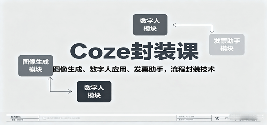 Coze封装课，图像生成、数字人应用、发票助手，流程封装技术-知芽创业社