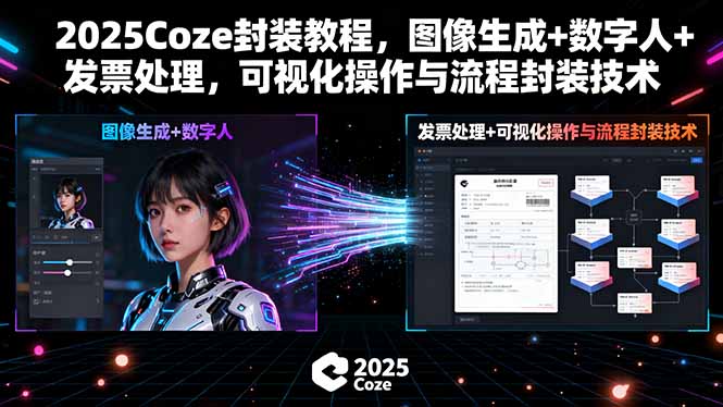 2025Coze封装教程，图像生成+数字人+发票处理，可视化操作与流程封装技术-知芽创业社