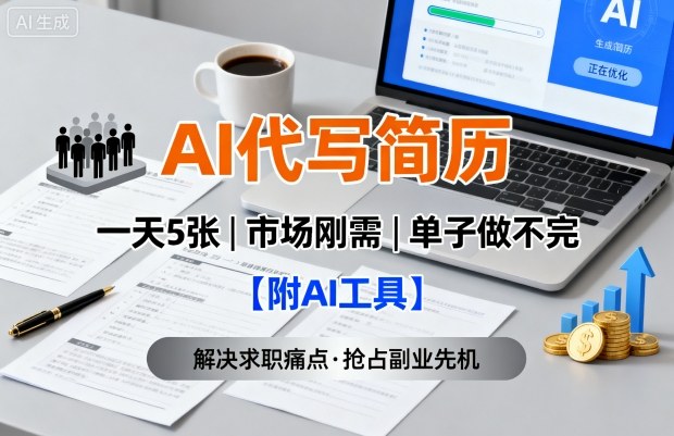 AI代写简历，一天5张，今年找工作难，市场刚需，单子做不完【附AI工具】-知芽创业社