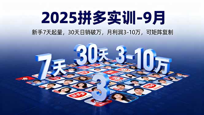 2025拼多多实训-9月：新手7天起量,30天日销破万,月利润3-10万,可矩阵复制-知芽创业社