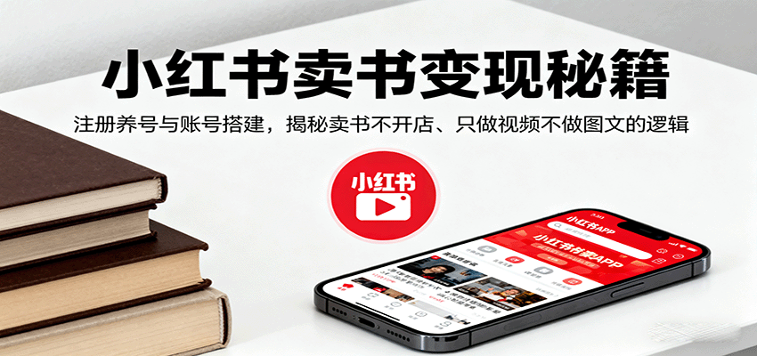小红书卖书变现秘籍，注册养号与账号搭建，揭秘卖书不开店、只做视频不做图文的逻辑-知芽创业社