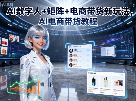 AI数字人+矩阵+电商带货新玩法，AI电商带货教程-知芽创业社