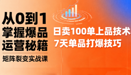 抖音小店爆品打造与矩阵裂变实战课-知芽创业社