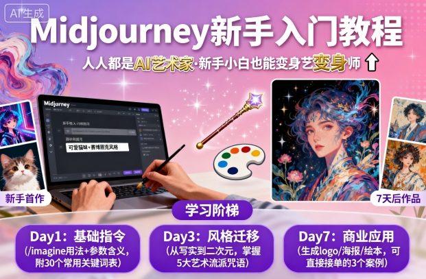 midjourney新手入门教程：人人都是AI艺术家，新手小白也能变身艺术大师-知芽创业社