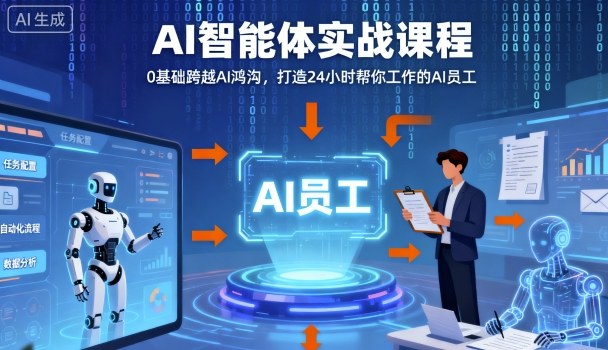 Ai智能体实战课程，0基础跨越Ai鸿沟，打造24小时帮你工作的Ai员工，打破常规，以实战定义Ai-知芽创业社