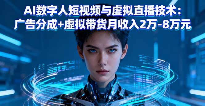 AI数字人短视频与虚拟直播技术：广告分成+虚拟带货月收入2万-8万元-知芽创业社