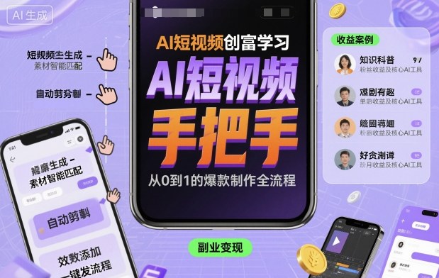AI短视频创富学习，手把手教会你制作AI短视频-知芽创业社
