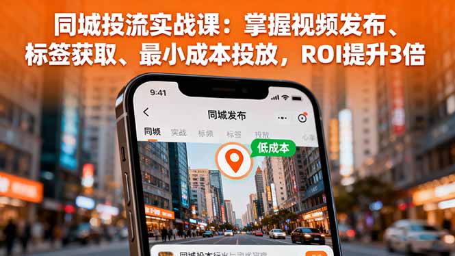 同城投流实战课：掌握视频发布、标签获取、最小成本投放，ROI提升3倍-知芽创业社