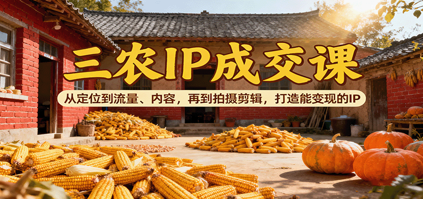 三农IP成交课：从定位到流量、内容，再到拍摄剪辑，打造能变现的IP-小艾项目网