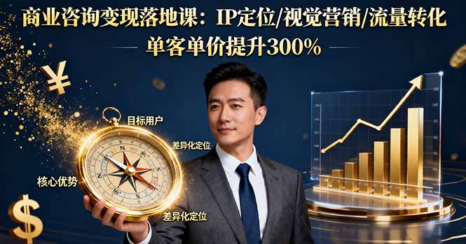 商业咨询变现落地课：IP定位/视觉营销/流量转化，单客单价提升300%-小艾项目网
