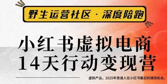 小红书虚拟电商14天变现训练营3.0，​虚拟产品，2025年普通人在小红书最后的搞钱机会-小艾项目网