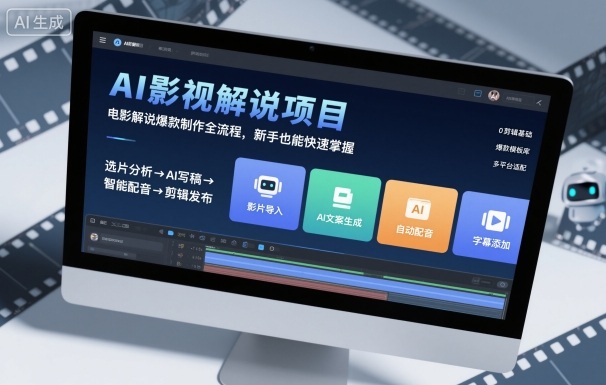 AI影视解说项目，电影解说爆款制作全流程，新手也能快速掌握-知芽创业社